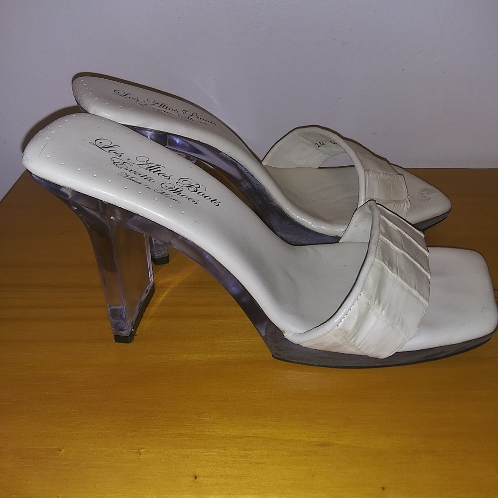 Los altos boots exotic shoes cream heels size 7
